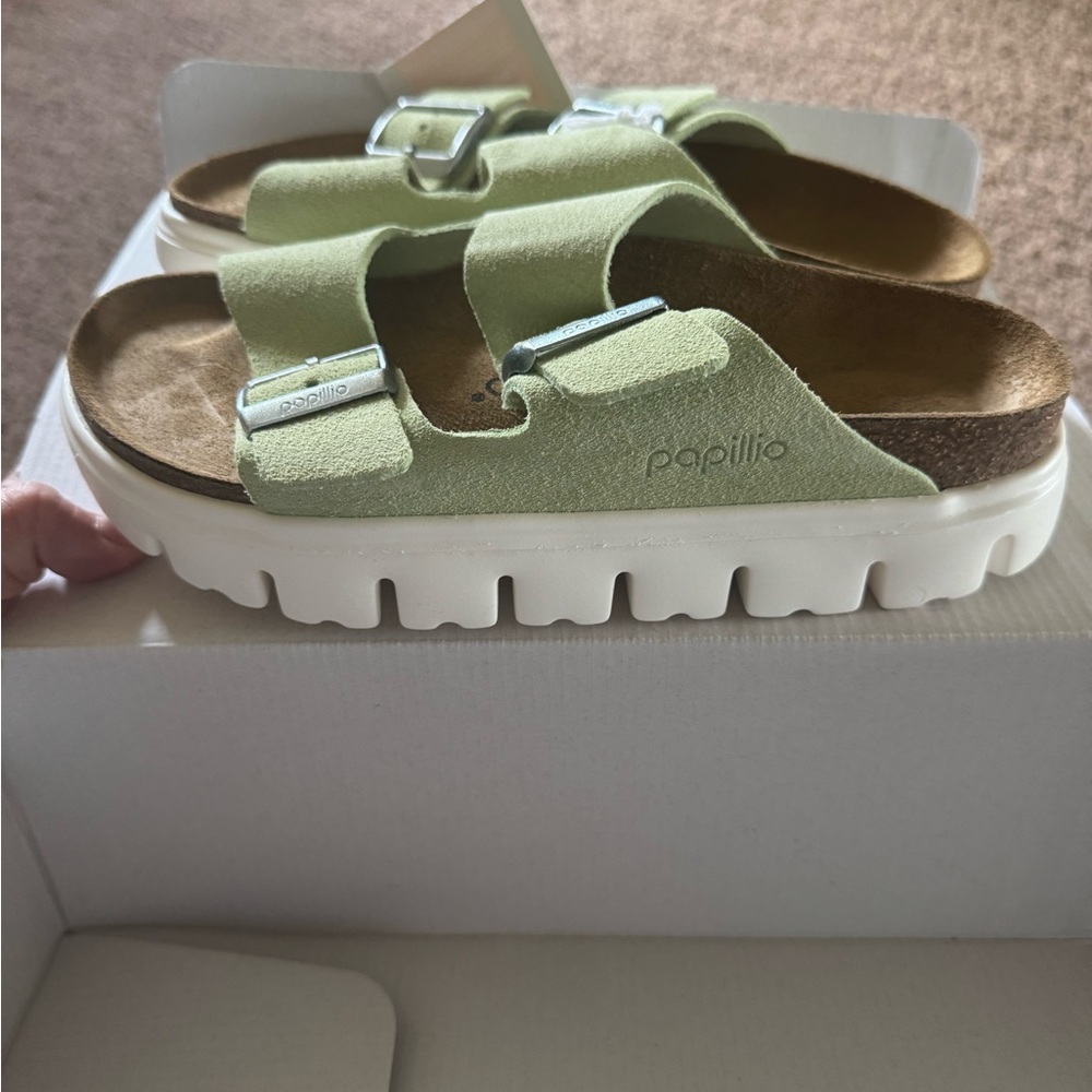 Birkenstock Light Green Suede Sandals - Picture 2 of 3